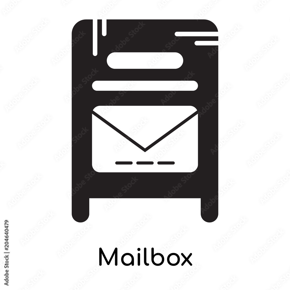 Mailbox icon isolated on white background , black filled vector sign and symbols Mailbox icon isolated on white background , black filled vector sign and symbols