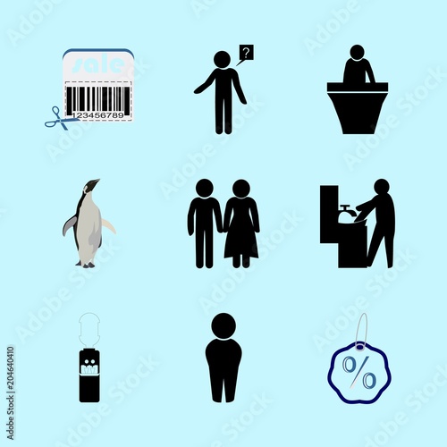icons about Human with dispencer, modern, wc, boy and symbol