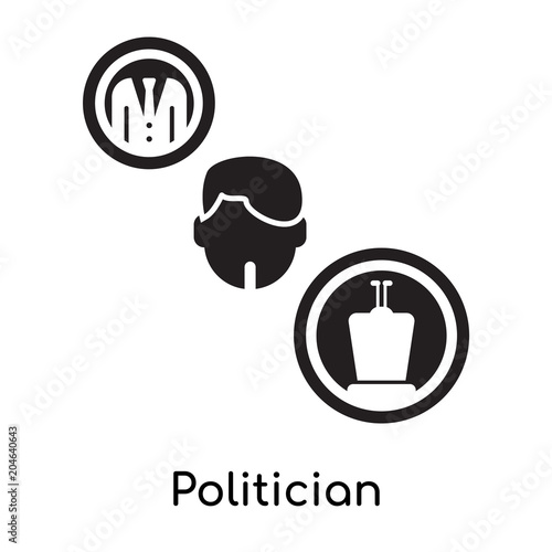 Politician isolated on white background , black filled vector sign and symbols