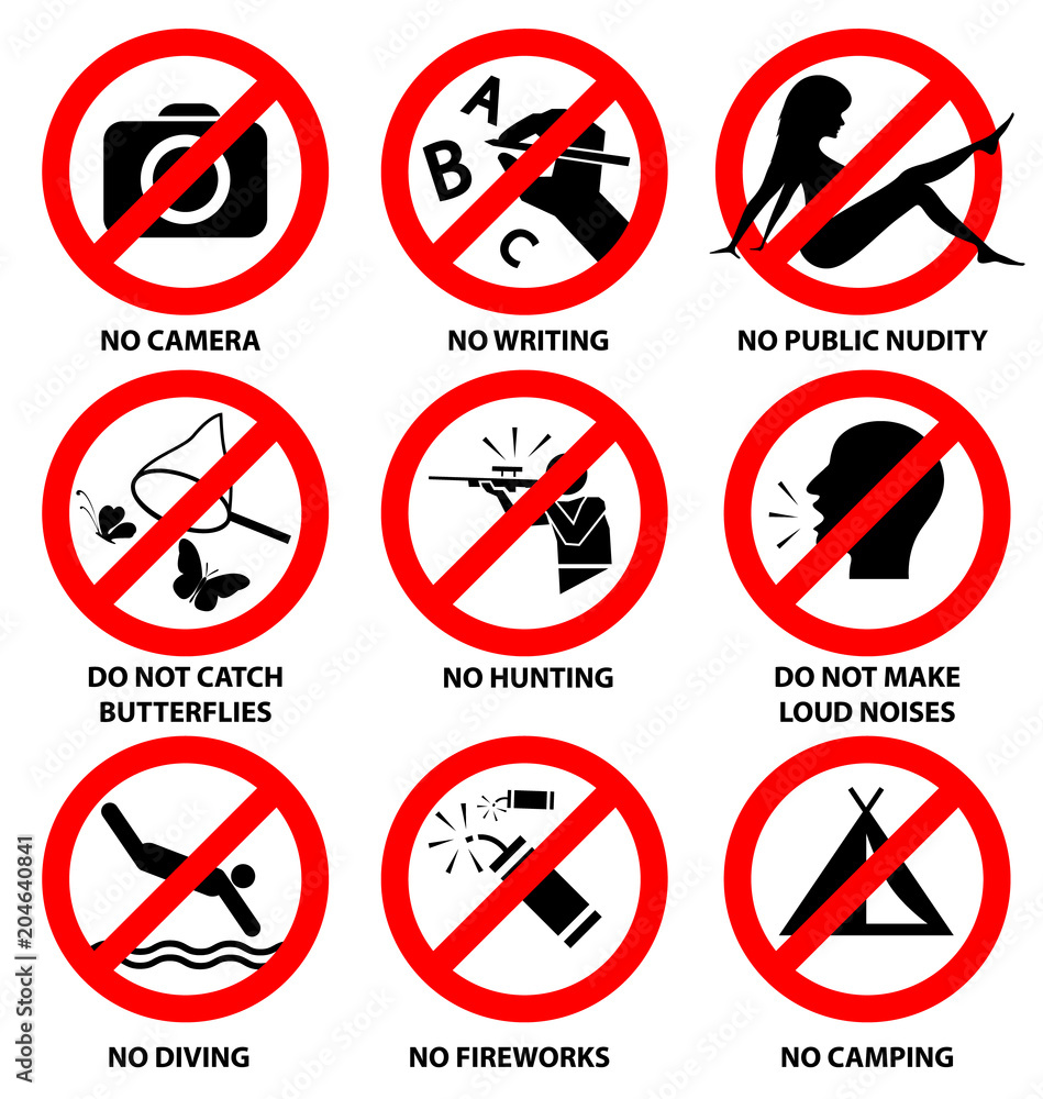 prohibition signs for park prohibition signs for park