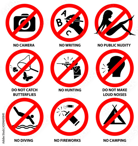 prohibition signs for park