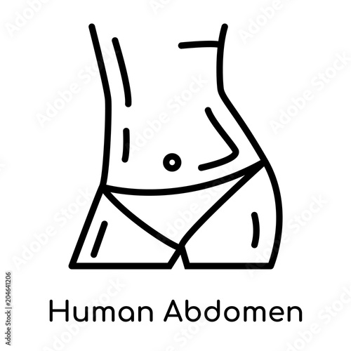 Human Abdomen icon isolated on white background , black outline sign, linear modern symbol