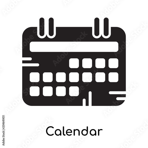 Calendar icon isolated on white background , black filled vector sign and symbols