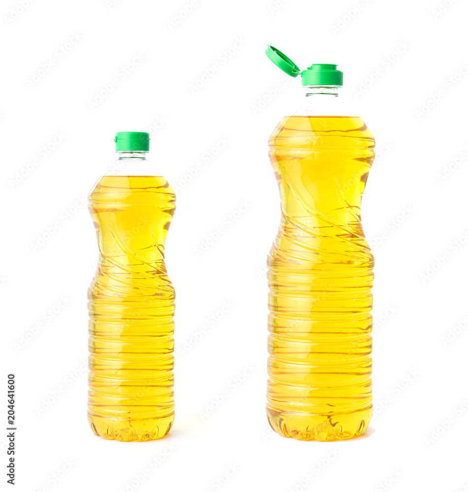 cooking oil in plastic bottle on white cooking oil in plastic bottle on white