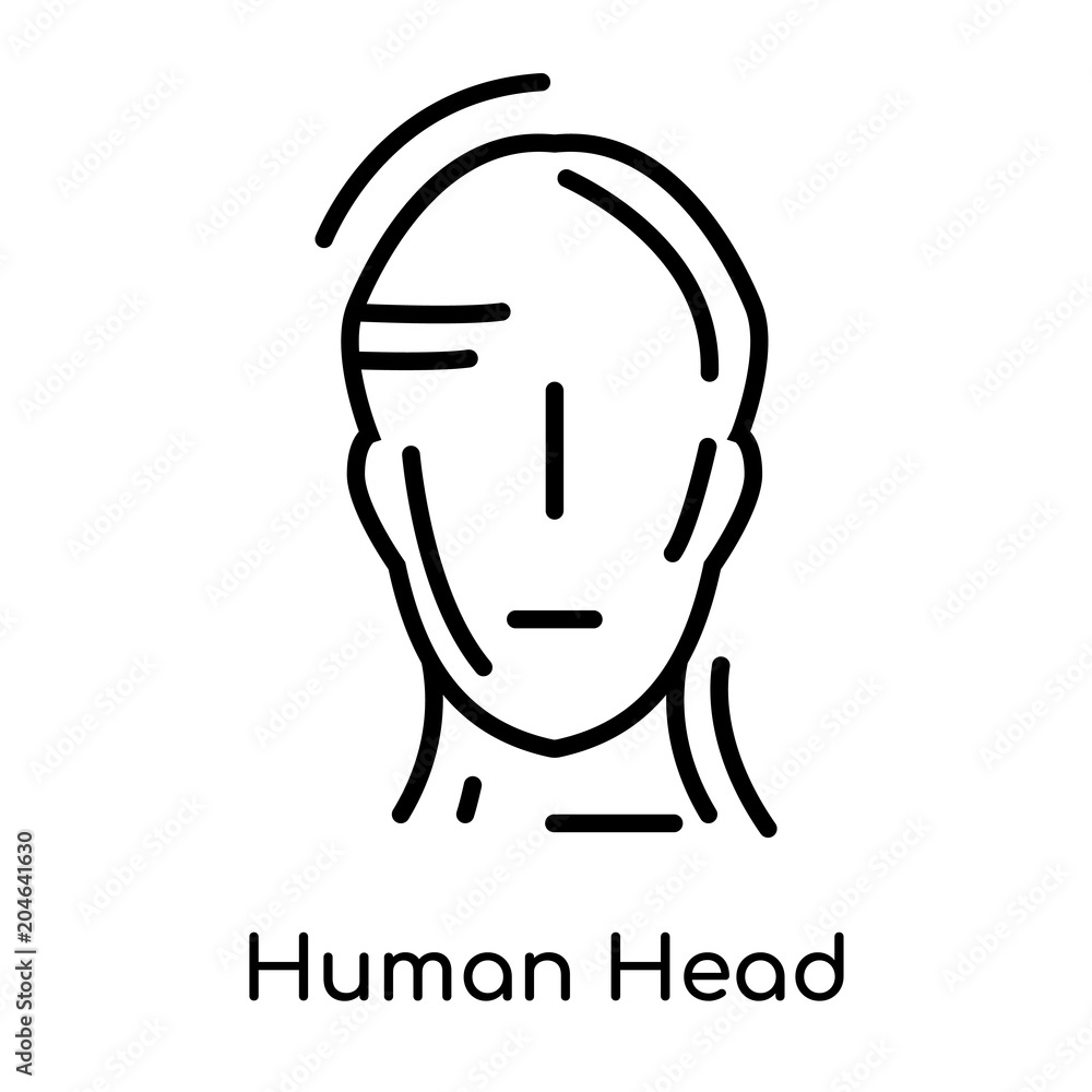 Human Head icon isolated on white background , black outline sign, linear modern symbol