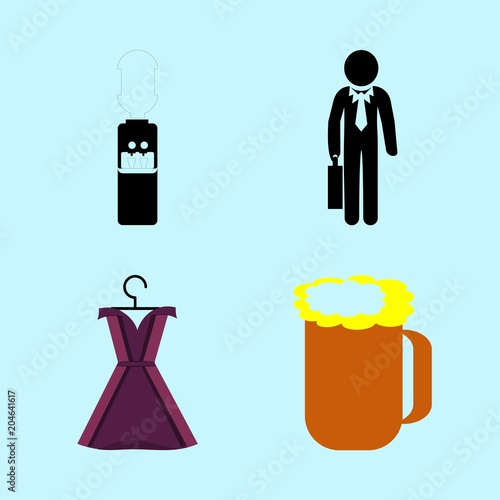icons about Human with people, conference, women dress, water and officer