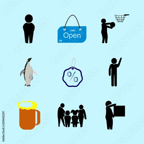 icons about Human with freight, child, stress, girl and fun