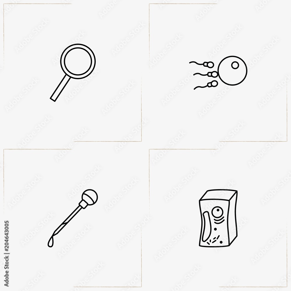 Biology line icon set with reproduction, magnifier and pipette Biology line icon set with reproduction, magnifier and pipette