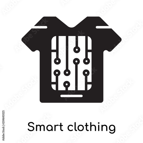 Smart clothing icon isolated on white background , black filled vector sign and symbols