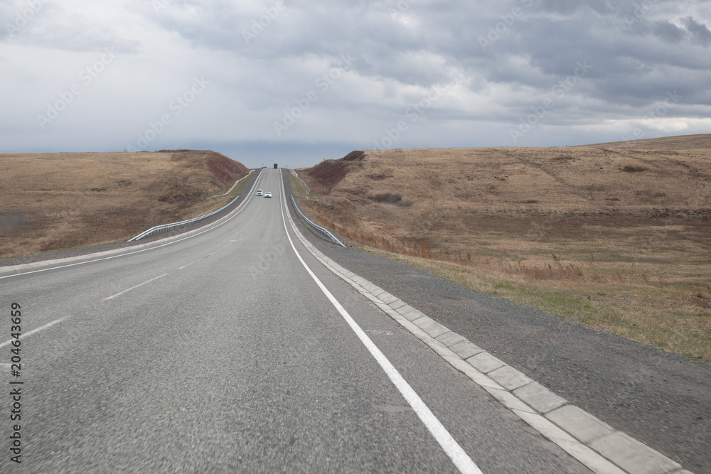 asphalt road in Khakassia, South Siberia