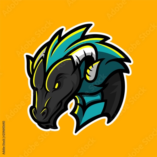 horned dragon esport gaming mascot logo template