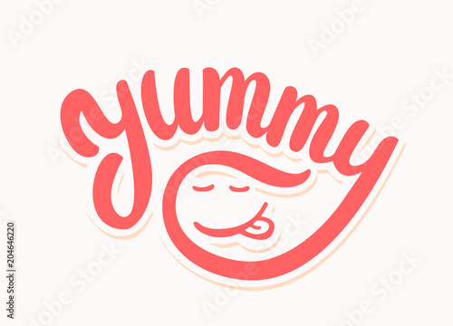 Yummy word. Vector lettering. photo