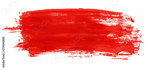Photographie Red stroke of watercolor paint brush isolated on white