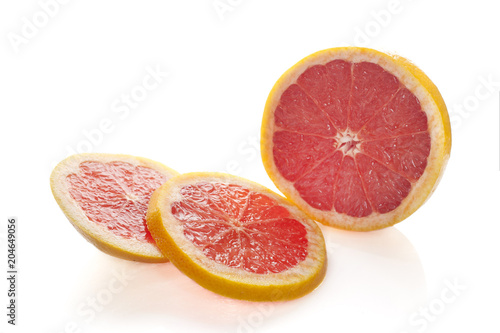 Grapefruits on white background