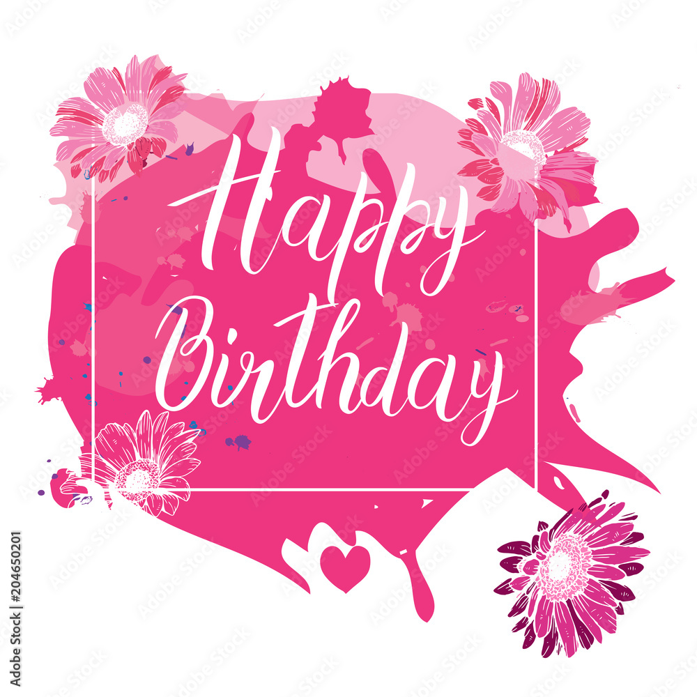 Birthday girl lettering on pink background Vector Image