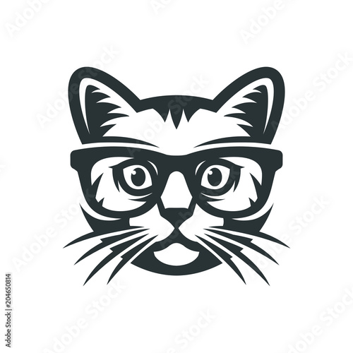 Cat with glasses. geek