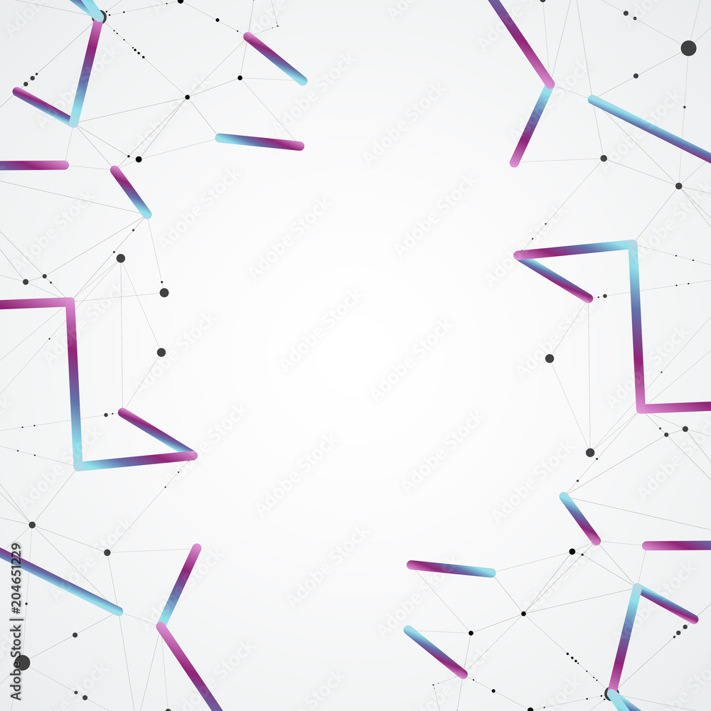 Abstract polygonal technology background with connected dots and lines