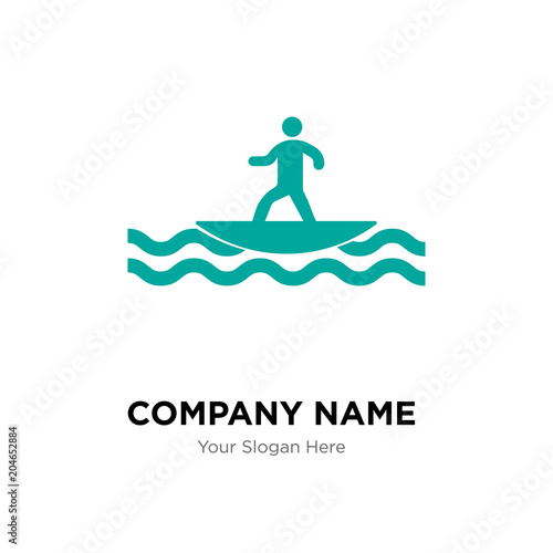 Person surfing company logo design template, colorful vector icon for your business, brand sign and symbol
