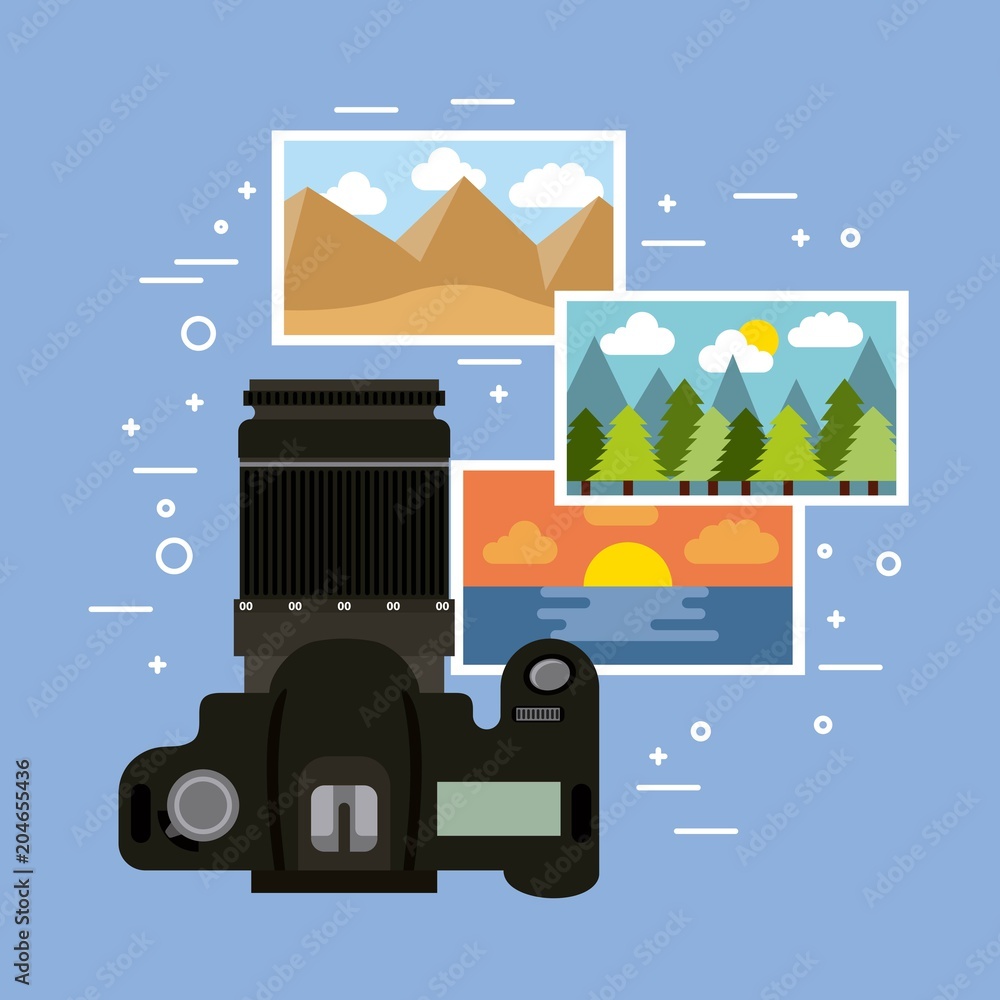 photographic camera professional gallery image vector illustration