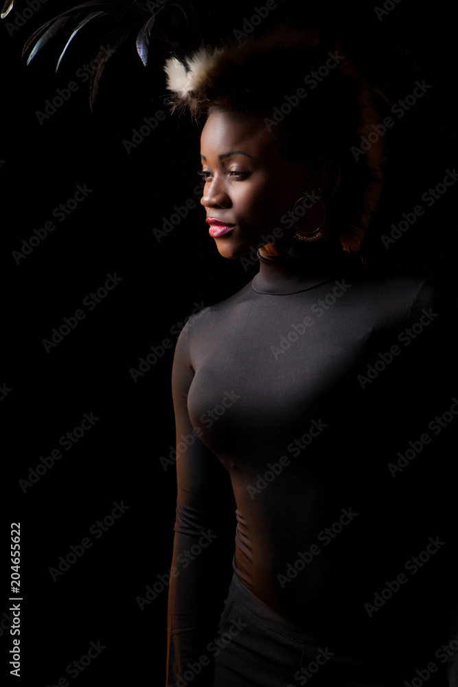 Beautiful African American Black Woman Wearing Casual Black Stock Photo -  Image of dark, clothes: 86864622