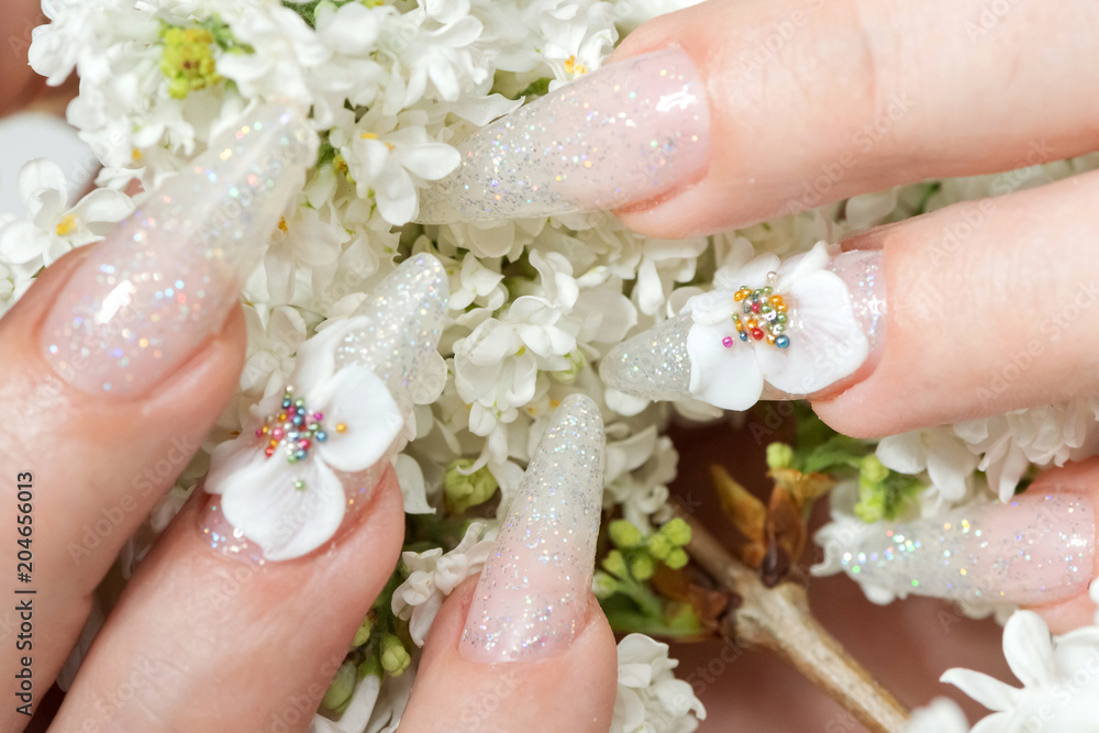 New Macaron 3d Flower Nail Art Mix Match Jewelry Set - Temu