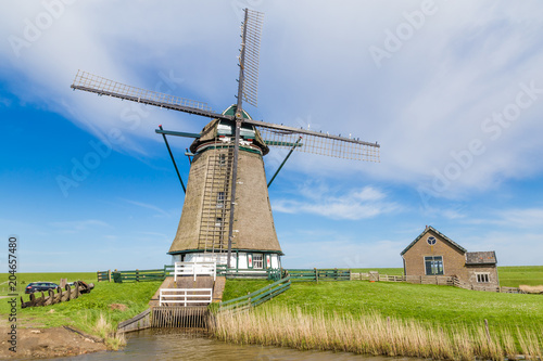 Dutch windmill Het Noorden on the wadden island Texel in the Netherlands.