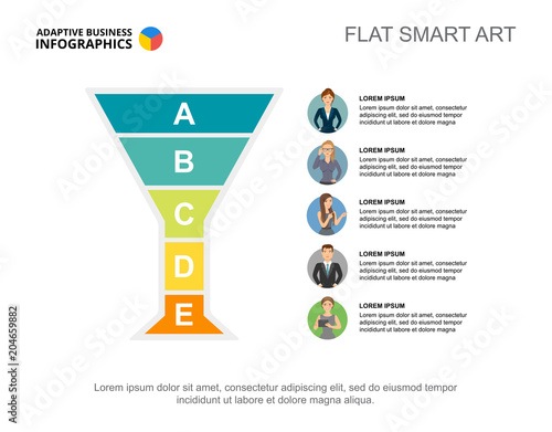 Presentation slide with hierarchy chart and character icons. Editable template, flat smart art. Business data for human resources, career, employment concept