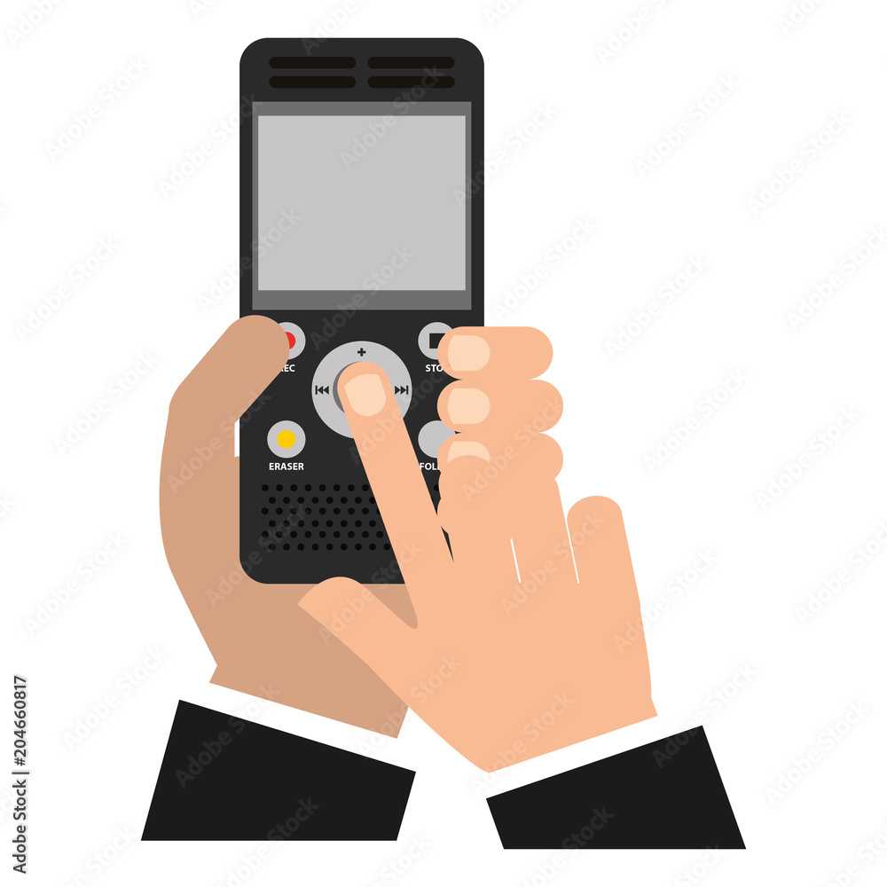 hands using music player mp3 device vector illustration design