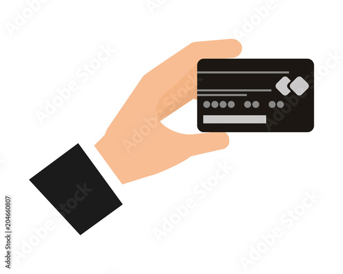 hand with credit card plastic money vector illustration design