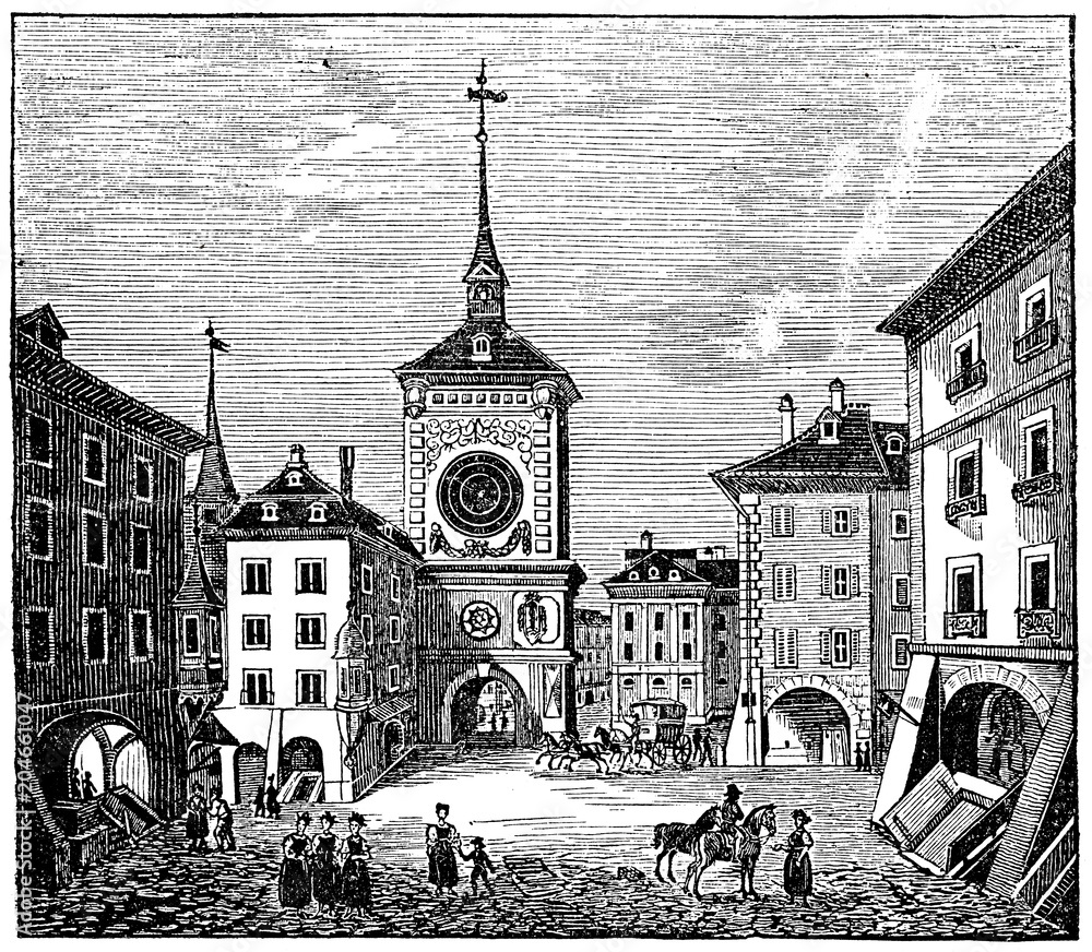 Zytglogge (Clocktower), Bern, Switzerland (from Das Heller-Magazin, July 19, 1834)