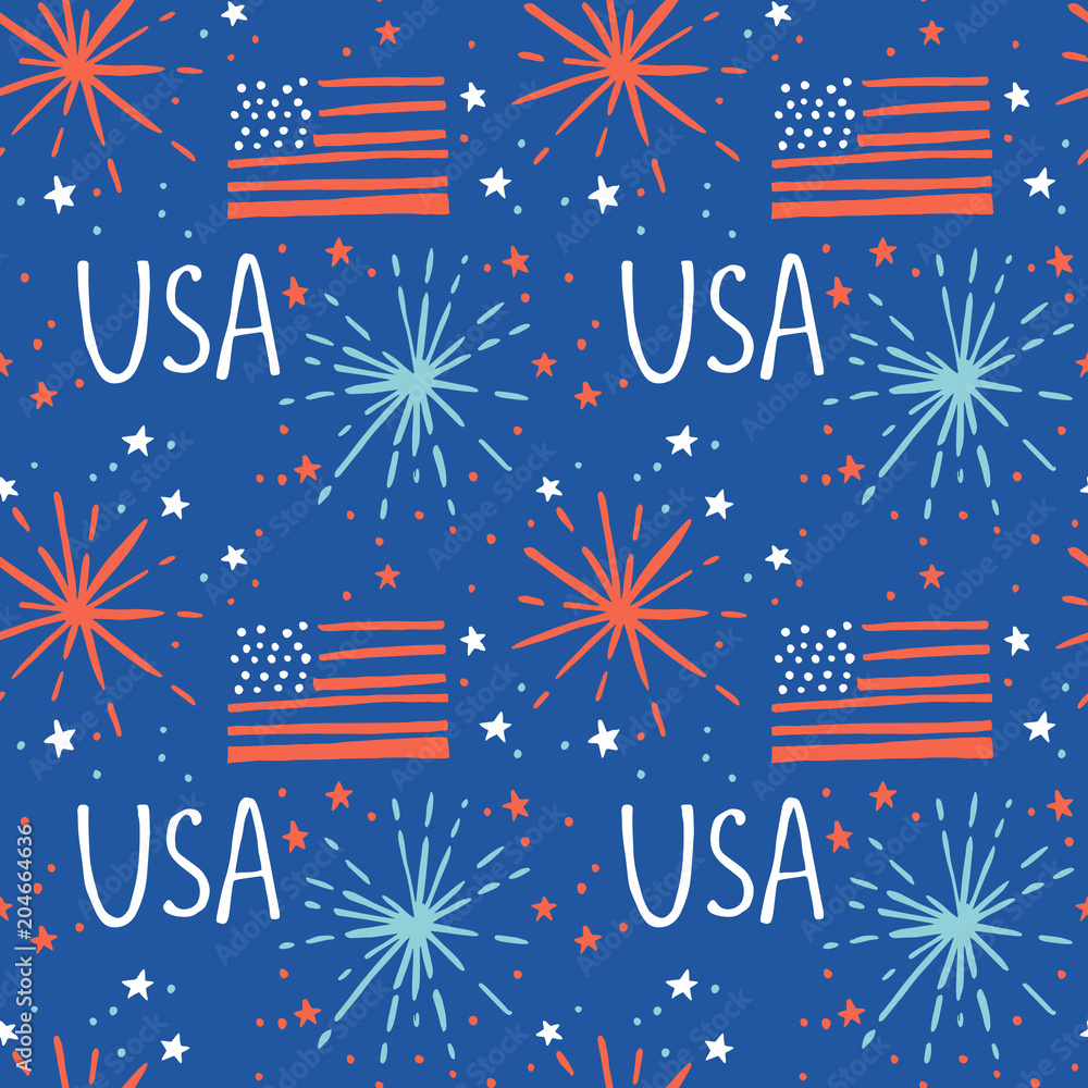 Obraz premium 4th of July seamless pattern background