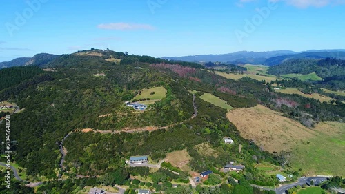 Wallpaper Mural Aerial view Hot Water Beach (Mercury Bay), lush green hills, South Pacific Ocean - Coromandel Peninsula, North Island, New Zealand from above, 4k UHD Torontodigital.ca