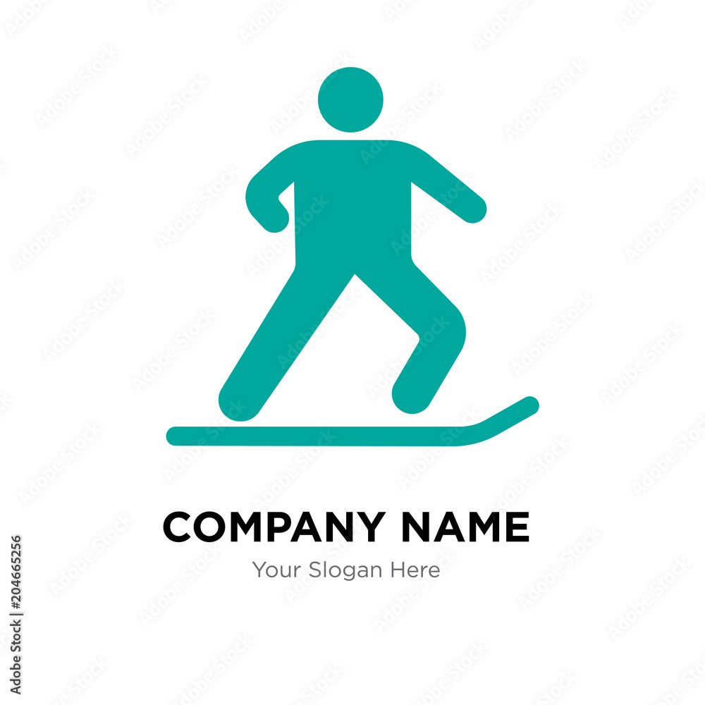 Jumping with ski company logo design template, colorful vector icon for your business, brand sign and symbol