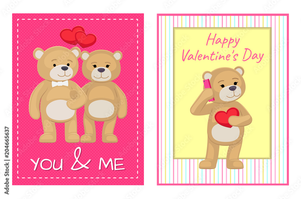 I Love You and Me Teddy Bears Vector I Love You and Me Teddy Bears Vector