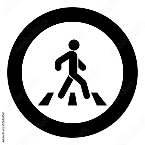 Pedestrian on zebra crossing icon black color vector illustration simple image