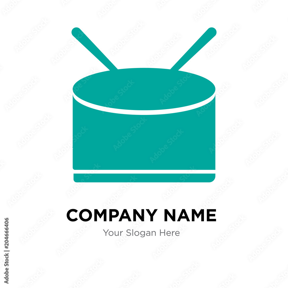 Drum company logo design template, colorful vector icon for your