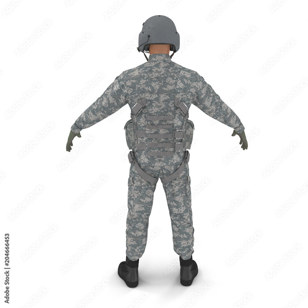 US Military Pilot on white. 3D illustration