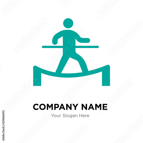 Man in balance on a tightrope company logo design template, colorful vector icon for your business, brand sign and symbol