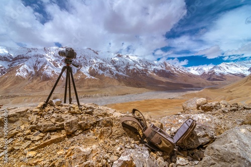 Camera on Tripod in Spiti Valley - Himachal photo