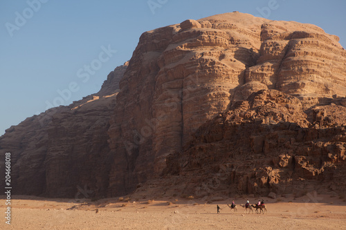 Camel caravan in Wadi Rum Desert, Jordan.