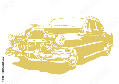 Old American Classic Car İllustration
