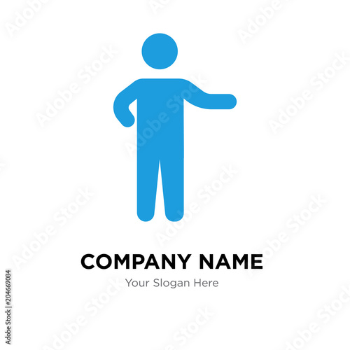 Person pointing company logo design template, colorful vector icon for your business, brand sign and symbol