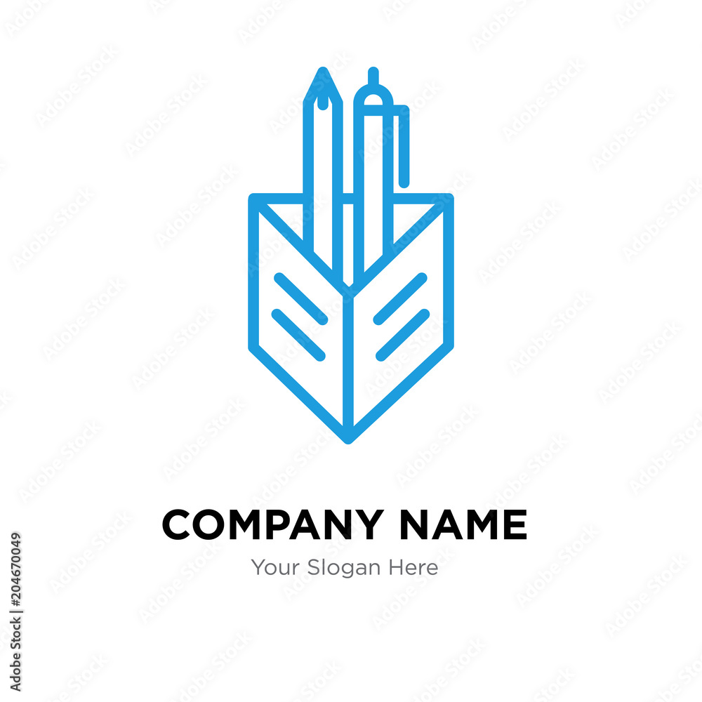 Pencil case company logo design template, colorful vector icon for your business, brand sign and symbol