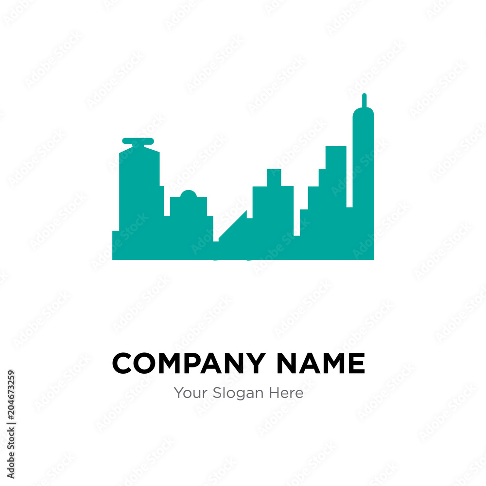 Fototapeta premium City skyline and building company logo design template, colorful vector icon for your business, brand sign and symbol