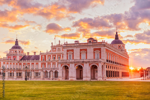 Aranjuez Royal palace a beautiful city in Spain to travel and tourism the residence of the king of Spain in the Madrid region. Open also as museum.  photo