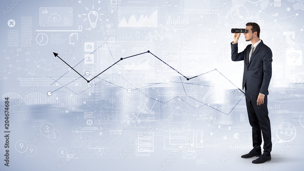 Businessman looking forward through binoculars with increase concept
Businessman looking forward through binoculars with increase concept