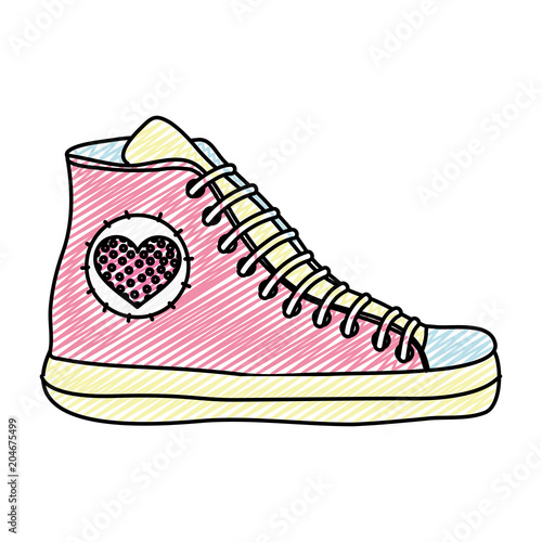 doodle fashion sneaker shoes with heart design