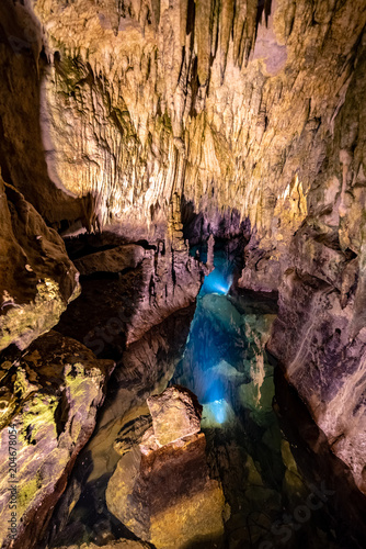 Millions Years Old mineral formation on a cave ceiling known as Stalactites