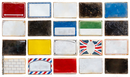 Set of Blank street signs isolated on white background