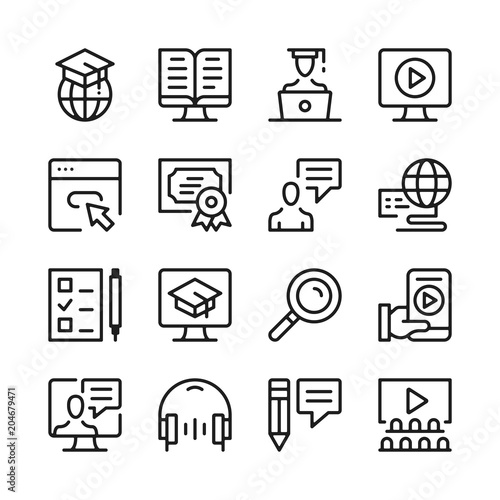 Online learning line icons set. Modern graphic design concepts, simple outline elements collection. Vector line icons